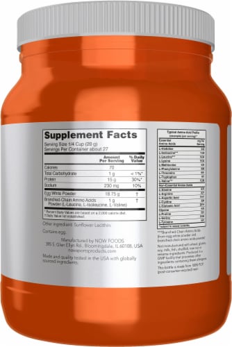 NOW Foods Sports Egg White Protein Protein Powder Unflavored - 1.2 lbs (544 g) Perspective: right
