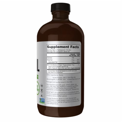 Now® Sports Weight Management MCT Oil Dietary Supplement Perspective: right