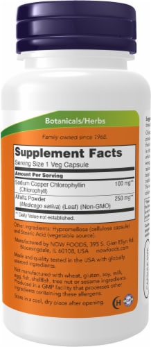NOW® Chlorophyll Veg Capsules 100mg Perspective: right