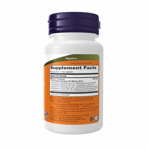 NOW® Probiotic-10™ 25 Billion Veg Capsules Perspective: right