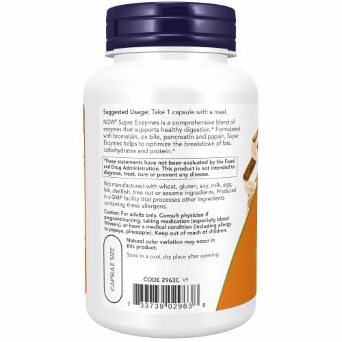 NOW® Super Enzymes Capsules Perspective: right