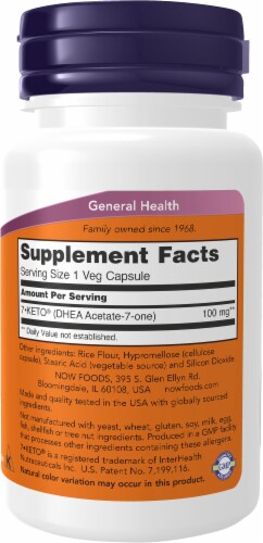 NOW® 7-Keto® Weight Management Vegan Capsules 100mg Perspective: right
