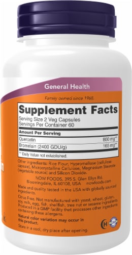 NOW® Foods Quercetin with Bromelain Veg Capsules Perspective: right