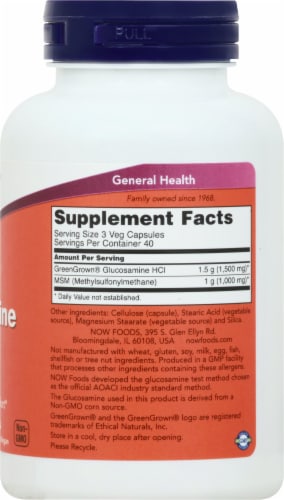 Now Vegetarian Glucosamine & MSM Veg Capsules Perspective: right