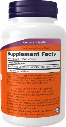 NOW® Colostrum Veg Capsules 500mg Perspective: right