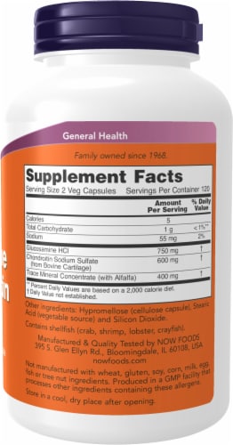 NOW Foods Glucosamine & Chondroitin Capsules Perspective: right