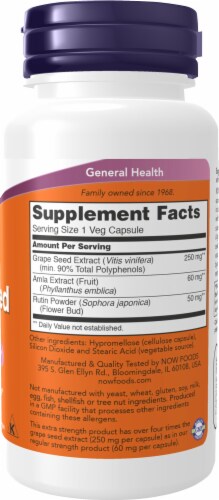 NOW® Foods Extra Strength Grape Seed Veg Capsules 250mg Perspective: right