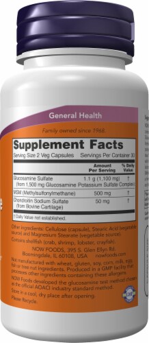 Now Glucosamine & MSM Vegetarian Capsules Perspective: right