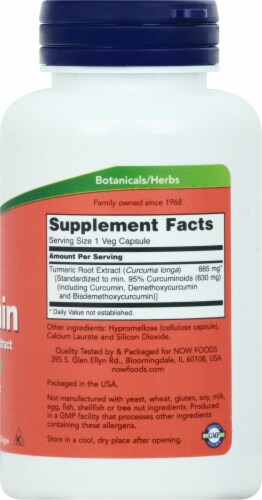 NOW Foods Curcumin Veggie Capsules Perspective: right