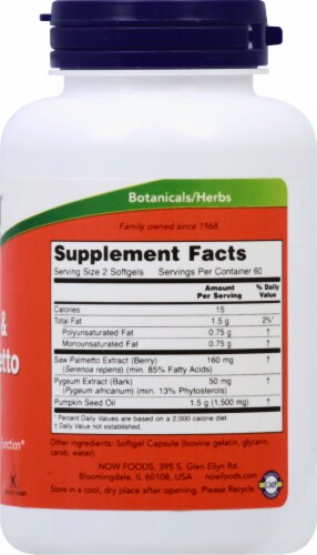 NOW Foods Pygeum & Saw Palmetto Softgels Perspective: right