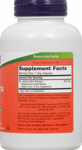 NOW Foods St. John's Wort Standardized Extract Veg Capsules 300mg Perspective: right