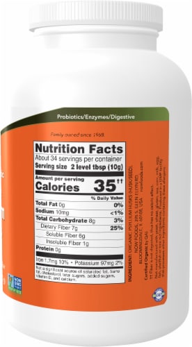NOW® Foods Organic Whole Psyllium Husks Perspective: right