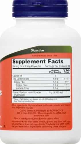 NOW Psyllium Husk Caps 500mg Perspective: right