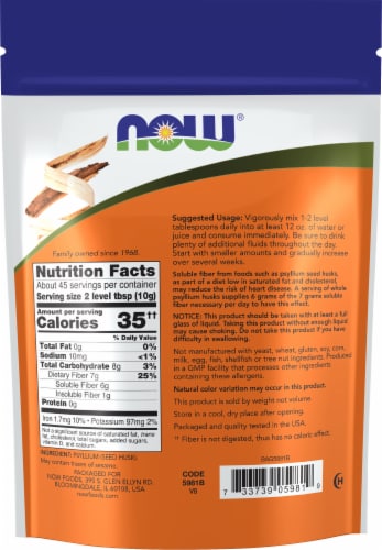 NOW® Foods Whole Psyllium Husks Perspective: right