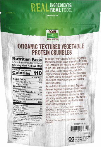 NOW Real Food Organic Textured Soy Protein Granules Perspective: right