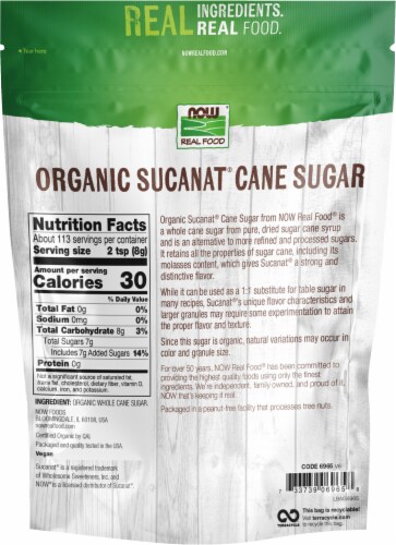 NOW® Real Food Certified Organic Sucanat Cane Sugar Perspective: right