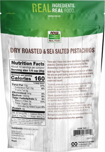NOW Real Food Roasted Pistachios Salted Perspective: right