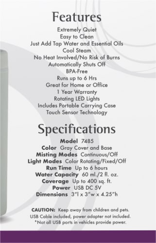 NOW Foods Now® Solutions Portable USB Ultrasonic Oil Diffuser Perspective: right