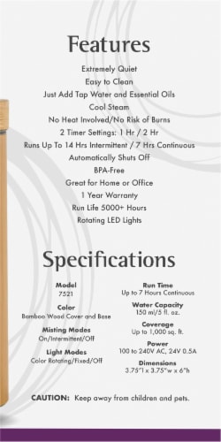 NOW® Real Bamboo Ultrasonic Oil Diffuser Perspective: right