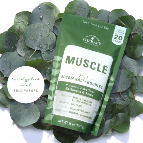 Village Naturals Therapy Muscle Relief Foaming Body Soak Perspective: right