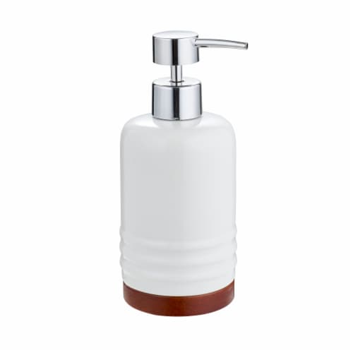 VCNY Home Ceramic Bathroom Accessory Set - White/Wood Perspective: right
