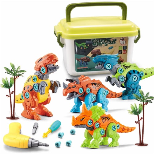 Diy Dinosaur Building Blocks Set With Electric Drill For Kids 4 Dinosaurs Abs Toys 1 unit City Market