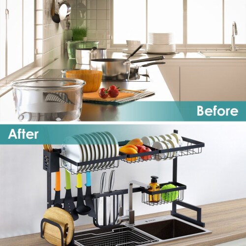 2 tier dish drying rack over sink outlet