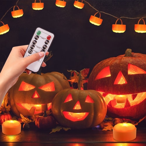 4 Pack Halloween Led Pumpkin Lights Battery Operated Remote Control Dimmable 1 unit King Soopers