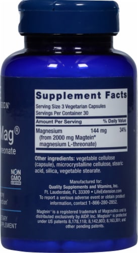 Life Extension® Neuro-Mag® Magnesium L-Threonate Vegetarian Capsules Perspective: right