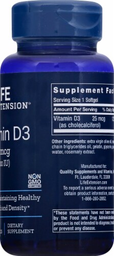 Life Extension Vitamin D3 Softgels 1000 IU Perspective: right