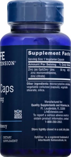 Life Extension Zinc Caps 50mg Perspective: right