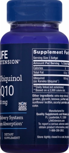 Life Extension Super Ubiquinol CoQ10 Softgels 100mg Perspective: right