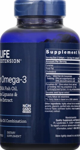 Life Extension Super Omega-3 Advanced Fish Oil Combination Softgels Perspective: right