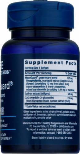 Life Extension® MacuGuard® Ocular Support with Saffron Softgels Perspective: right