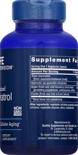 Life Extension Optimized Resveratrol Vegetarian Capsules Perspective: right