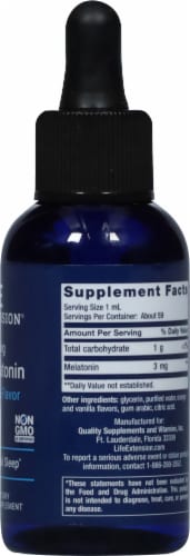 Life Extension Citrus-Vanilla Flavor Fast-Acting Liquid Melatonin Supplement Perspective: right