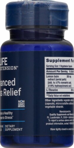 Life Extension® Enhanced Stress Relief Vegetarian Capsules Perspective: right