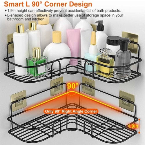 4 Layer White Bathroom Shower Shelf Corner Organizer Shower Caddy with 4  Shelves, in White