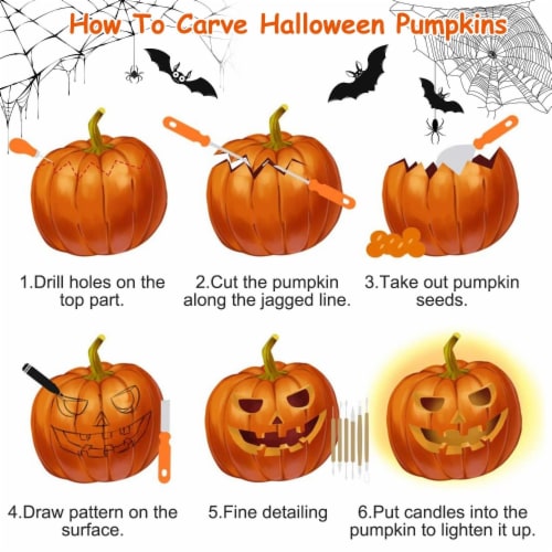 13Pcs Halloween Pumpkin Carving Kit Stainless Steel Carving Kit Pumpkin Sculpting Cutting Kit Perspective: right