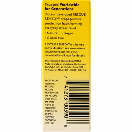 Bach Rescue Remedy Natural Stress Relief Dropper Perspective: right