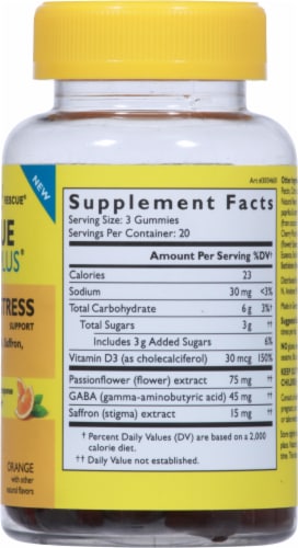 Rescue Plus® Mood & Stress Support Gummy Perspective: right