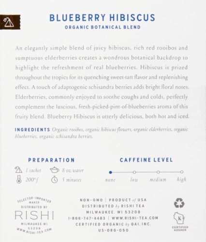 Rishi Tea Organic Blueberry Hibiscus Tea Sachets Perspective: right