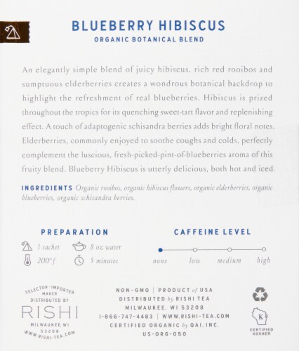 Rishi Tea Organic Blueberry Hibiscus Tea Sachets Perspective: right