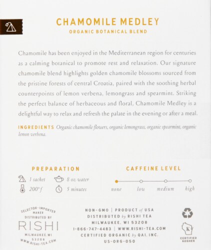 Rishi Tea Chamomile Medley Organic Botanical Blend Tea Sachets Perspective: right