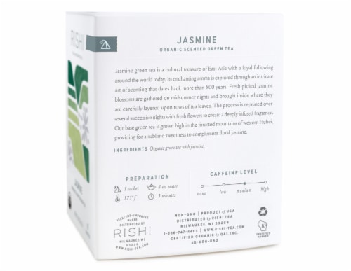 Rishi Tea Organic Jasmine Green Tea Sachets Perspective: right