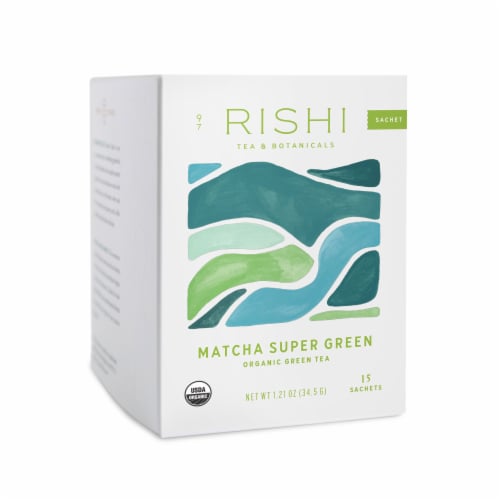 Rishi Tea Organic Matcha Super Green Green Tea Sachets Perspective: right