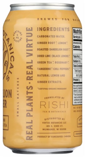 Rishi Tea Sparkling Botanicals Dandelion Ginger Tea Perspective: right
