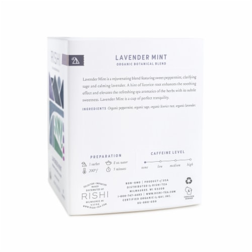 Rishi Tea Organic Lavender Mint Tea Sachets Perspective: right