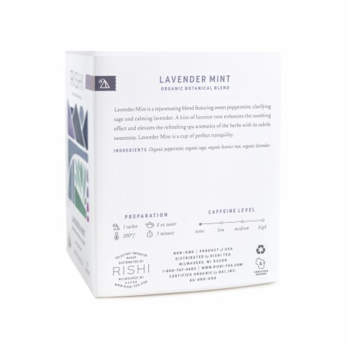 Rishi Tea Organic Lavender Mint Tea Sachets Perspective: right