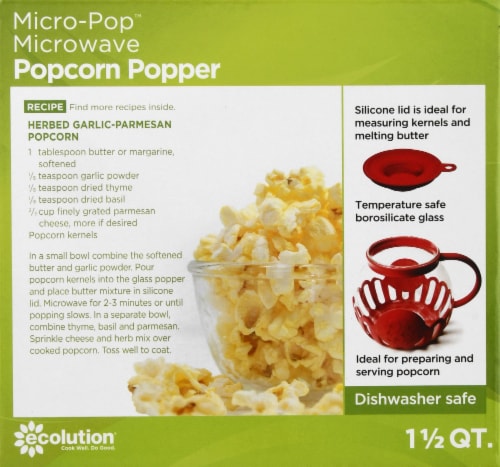 Ecolution Micro-Pop Microwave Popcorn Popper - Red, 1.5 qt - Fred